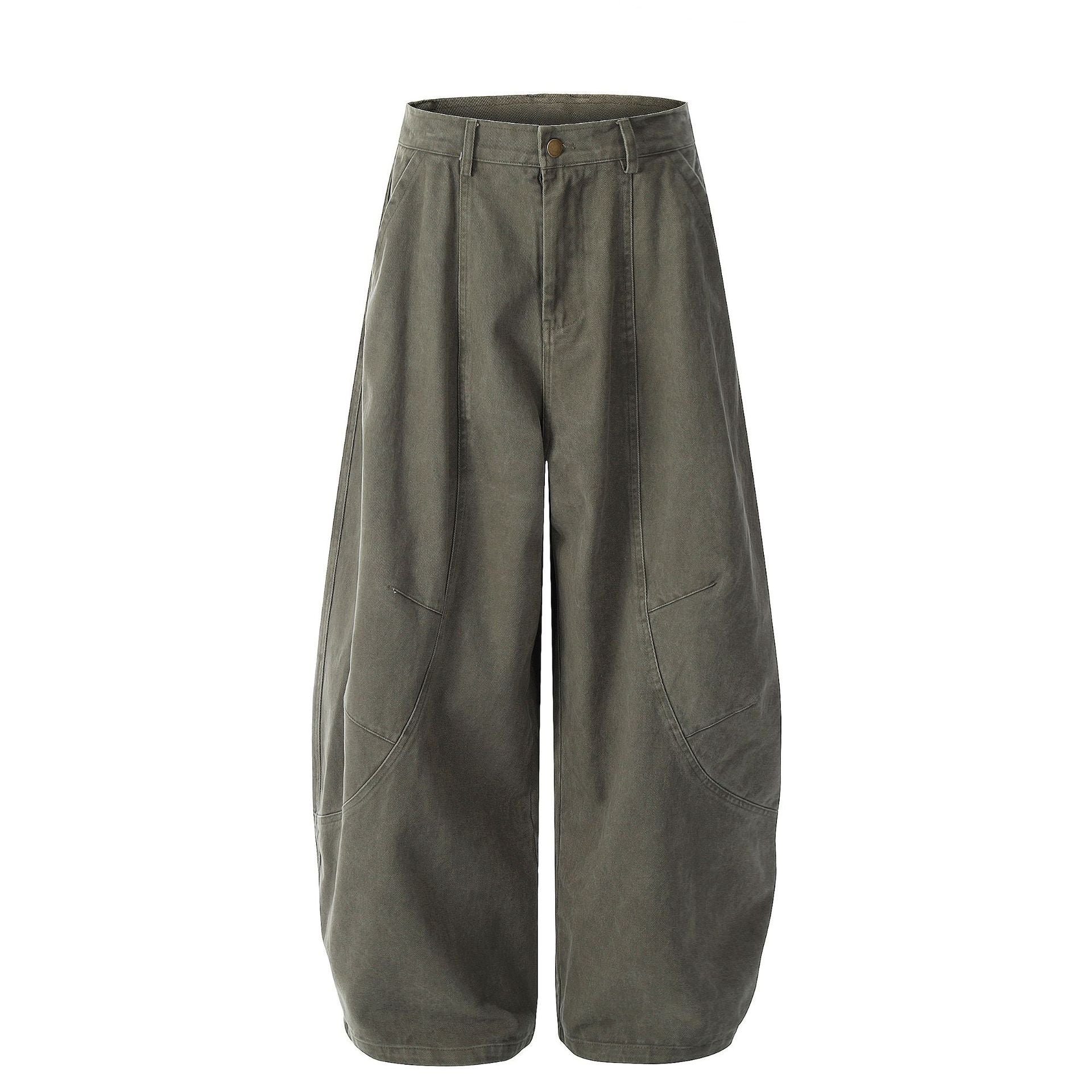 Wide Leg Curved Cargo Pants