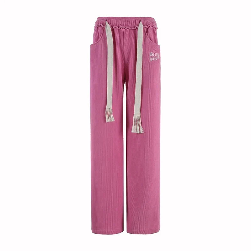 High Waist Sporty Straight Sweatpants