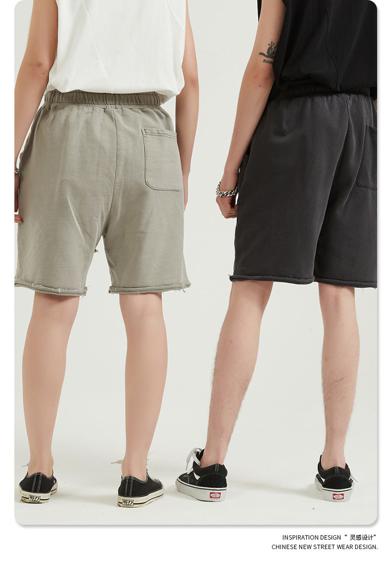 Washed Vintage Raw Edge Short Sweatpants