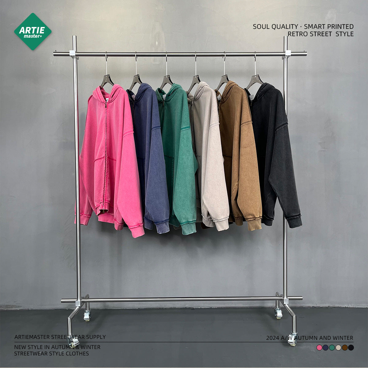 Vintage Dyed Oversize Zipper Hoodie