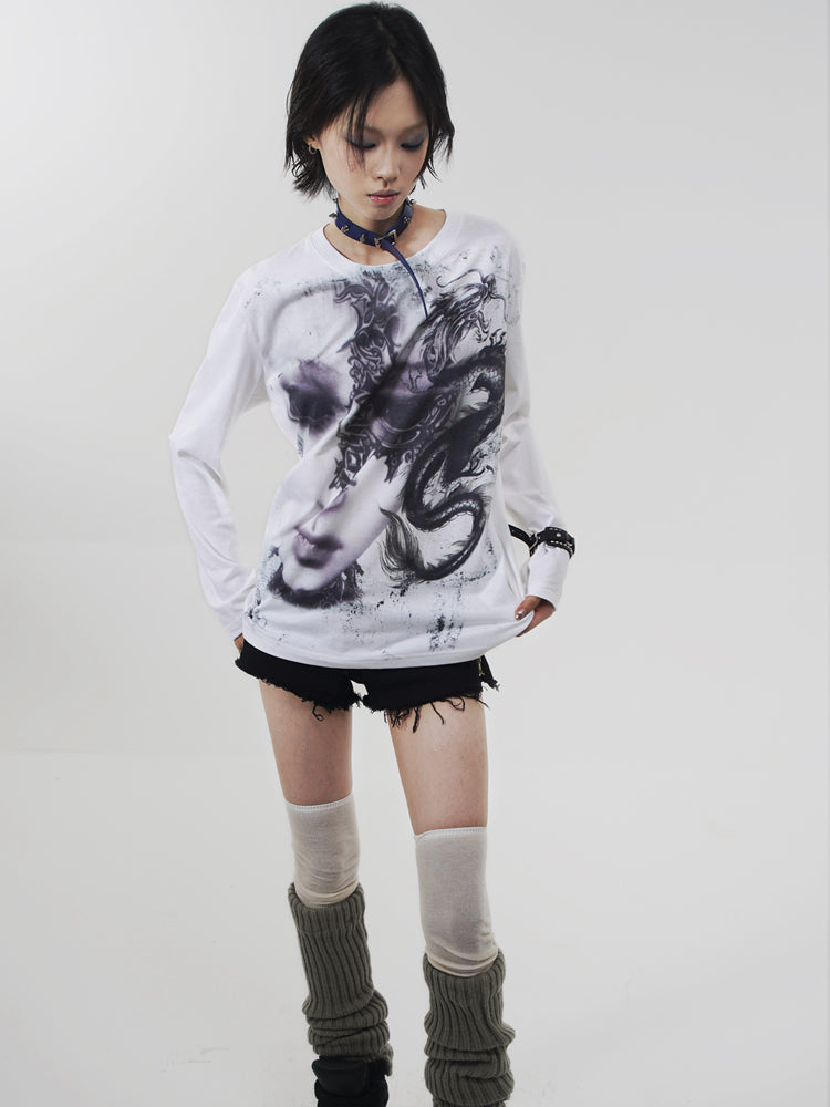 Graffiti Print Long Sleeve T-Shirt