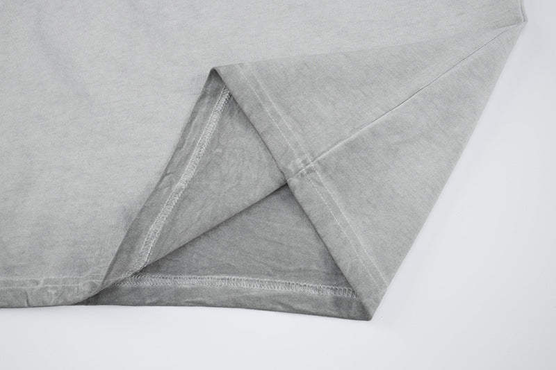 Washed Embroidery Raglan Short Sleeve T-Shirt