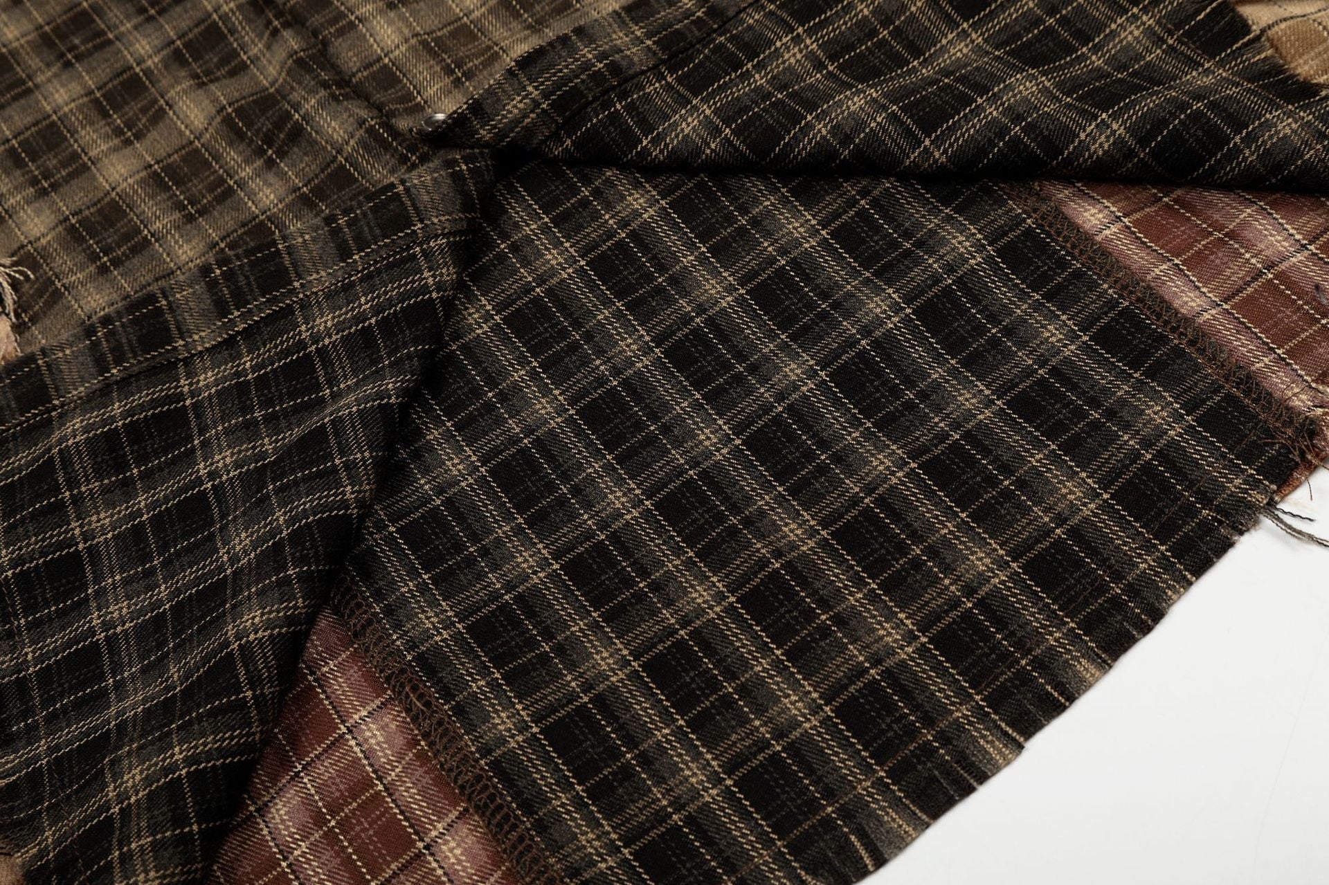 Plaid Washed Damage Long Sleeve Shirt