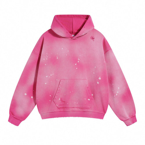 Kapuzenpullover mit Sprühfarbe - Rosa / M