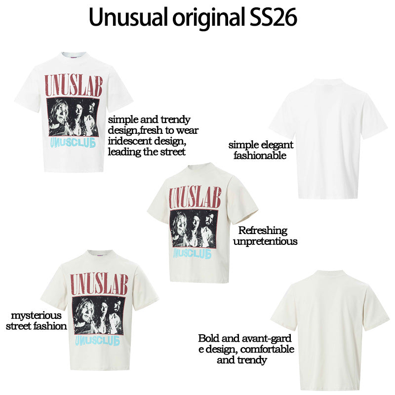 Graphic Portrait Print Short Sleeve T-Shirt