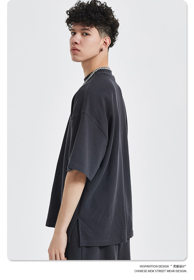 Oversize Waffle Short-sleeve T-shirt & Waffle Short Pants Setup