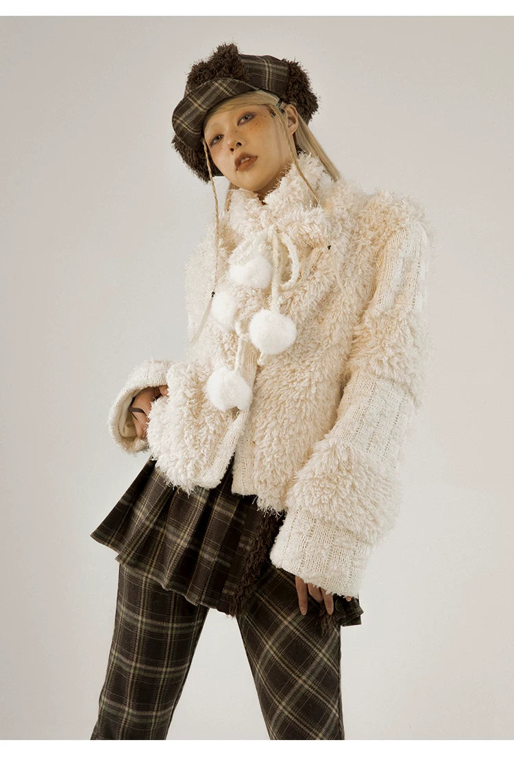 Fleece Lining Soft Fuzzy Knit Cardigan & Half Skirt Setup