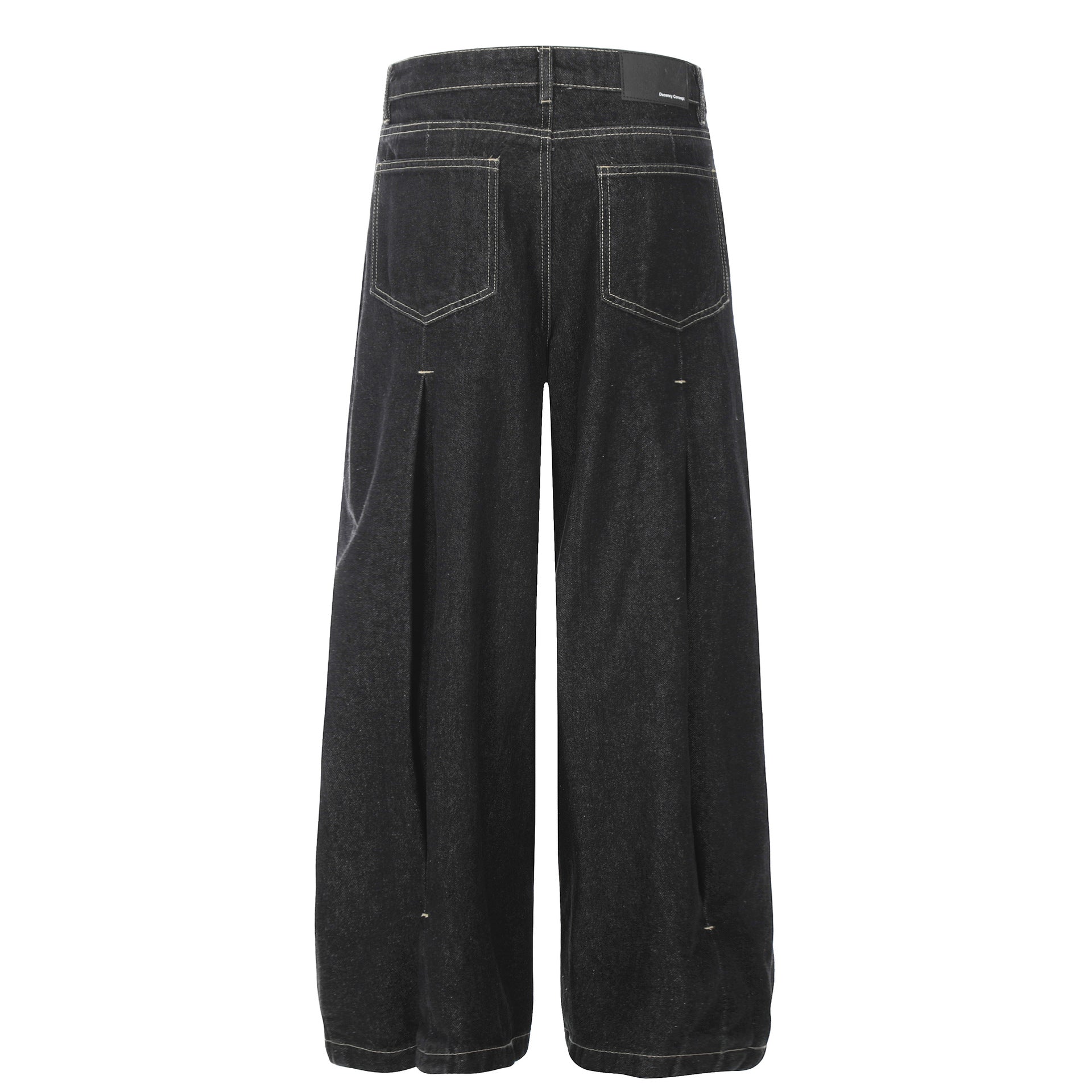 Washed Wide Leg Curved Denim Jeans