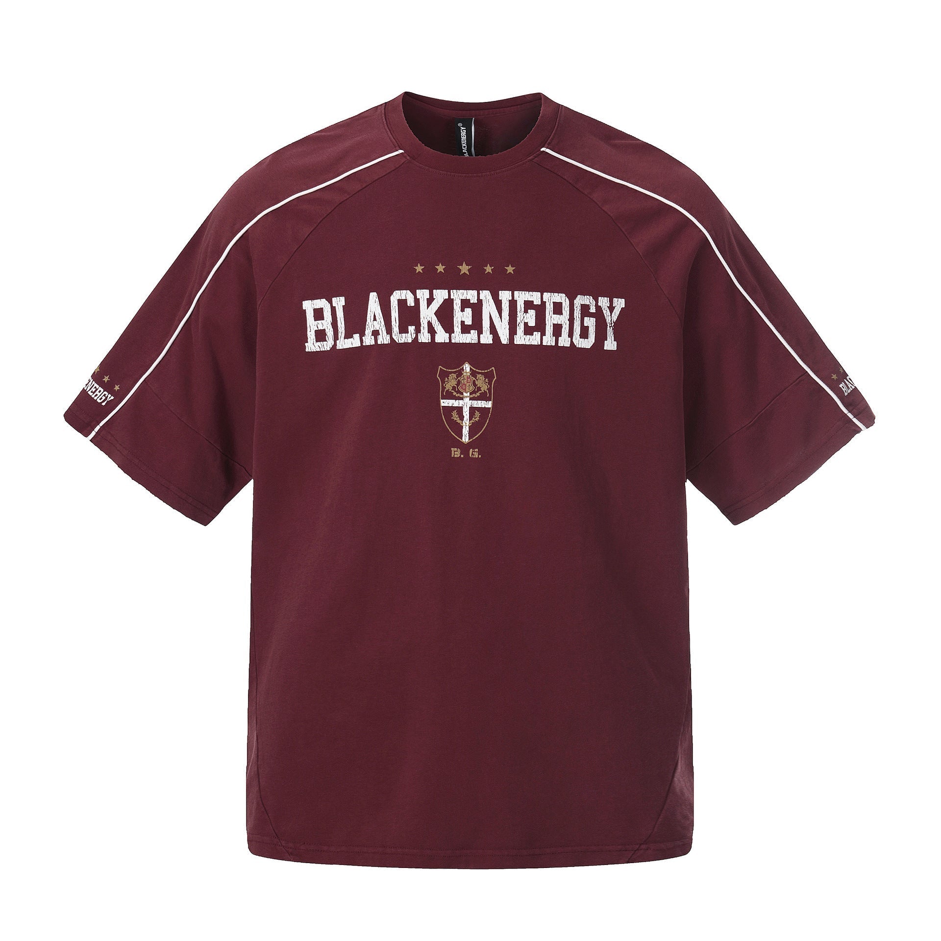 Letter Embroidery Piping Short Sleeve T-Shirt