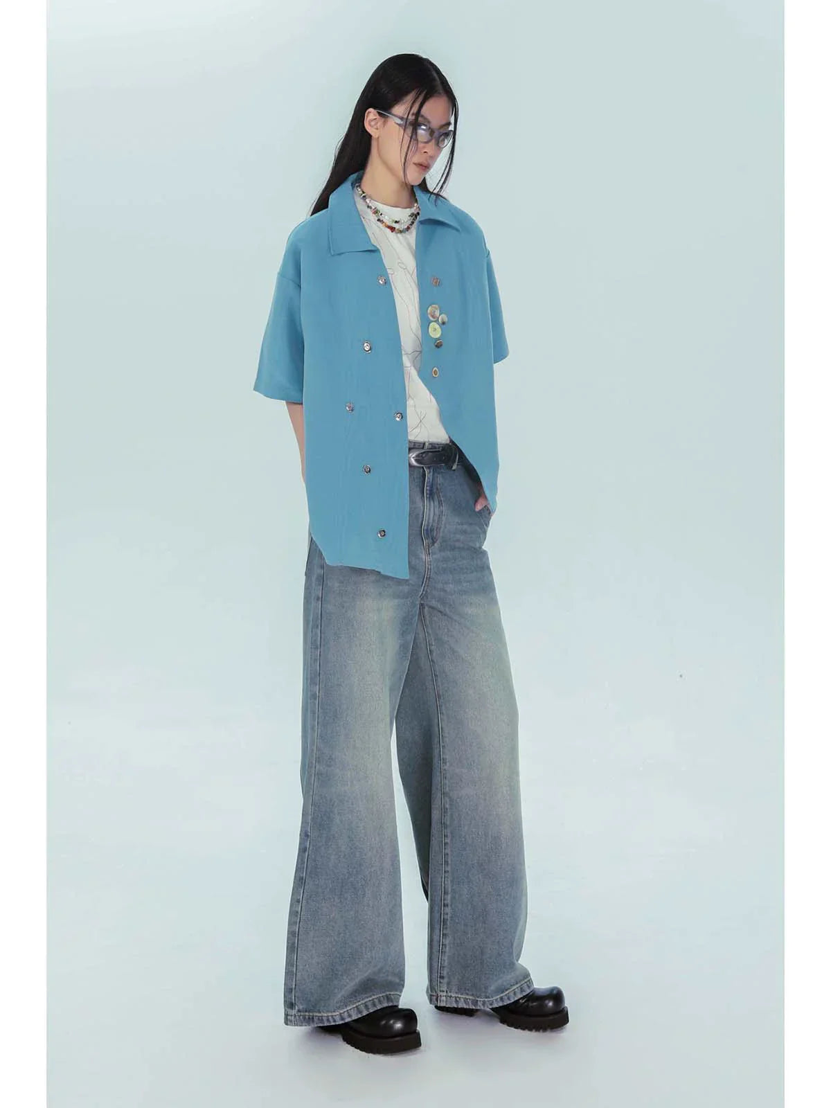 Irregular Ripple Design Short Sleeve Shirt