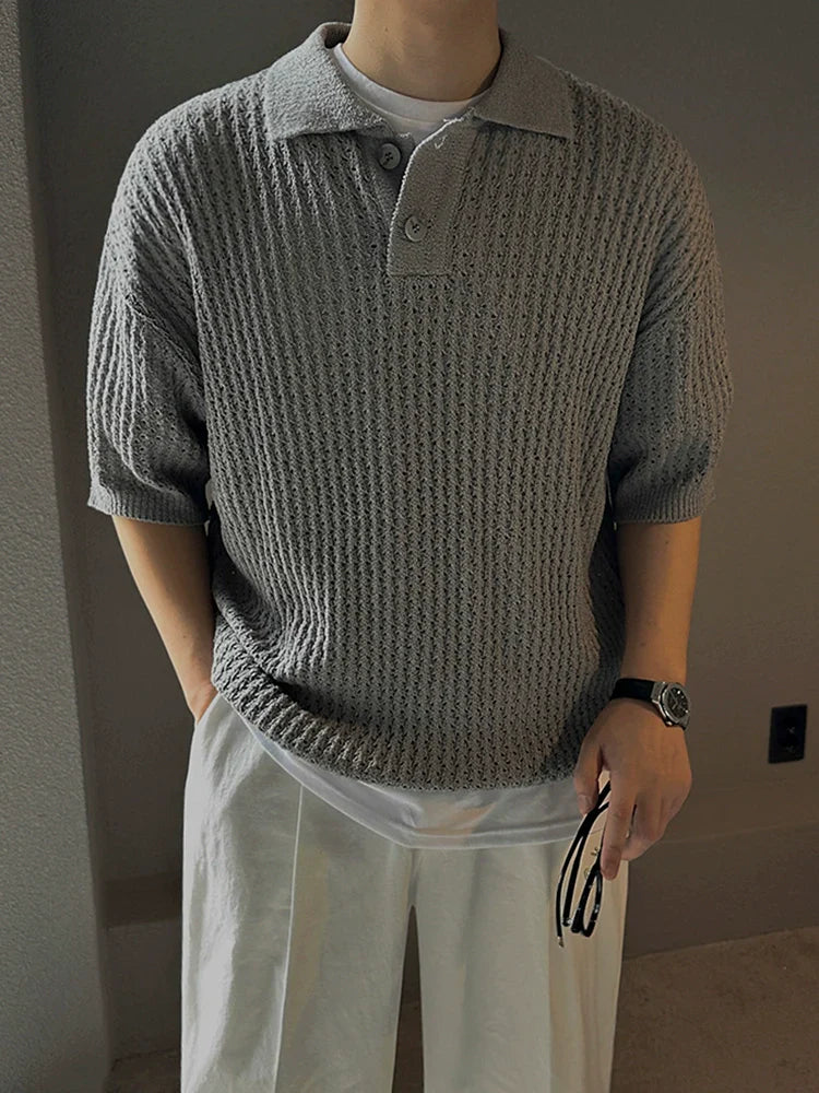 Breathable Collar Oversize Short Sleeve Polo Shirt