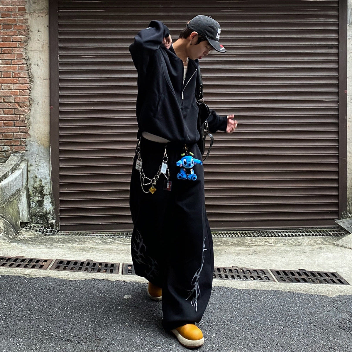 Thorn Print Zipper Hoodie & Thorn Print Wide Leg Sweatpants Setup