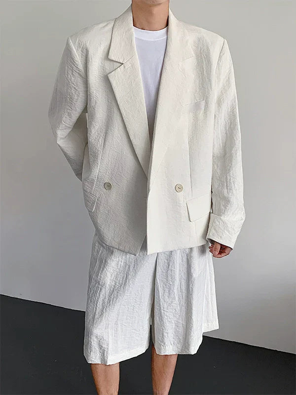 Button Closure Design Jacket & Plain Short Setup
