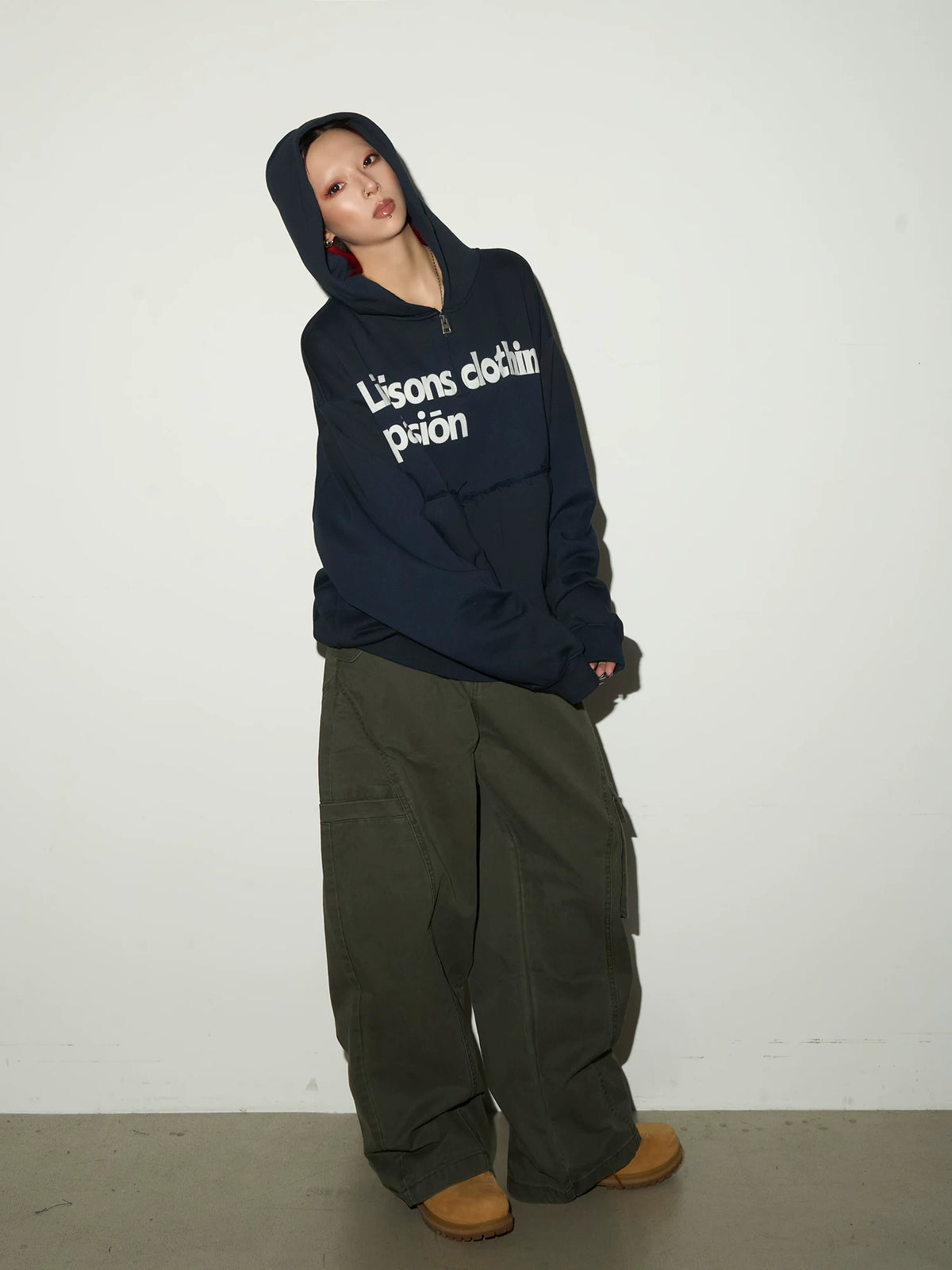Irregular Dye Letter Print Oversize Hoodie