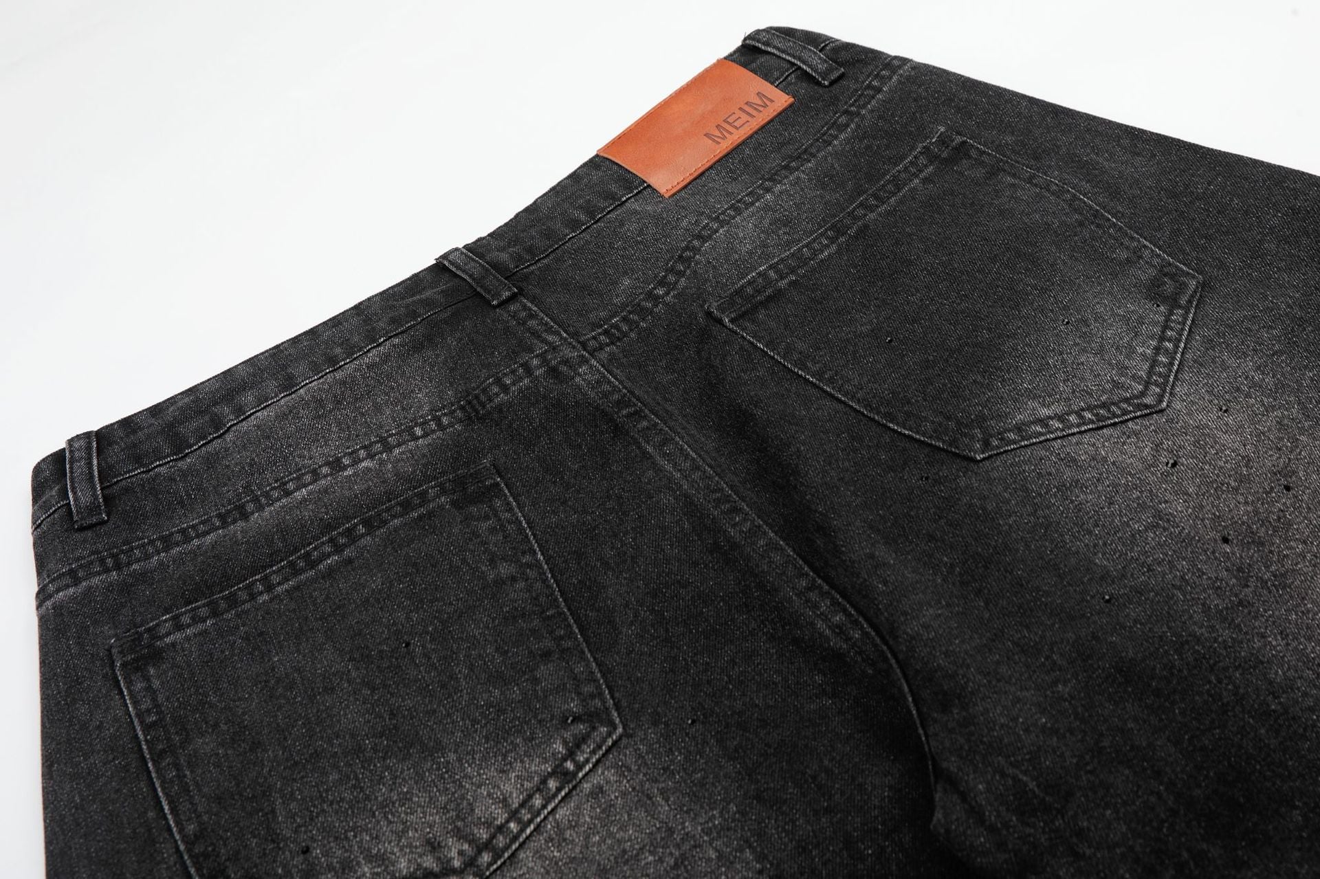 Washed Rhinestone Barrel Denim Jeans