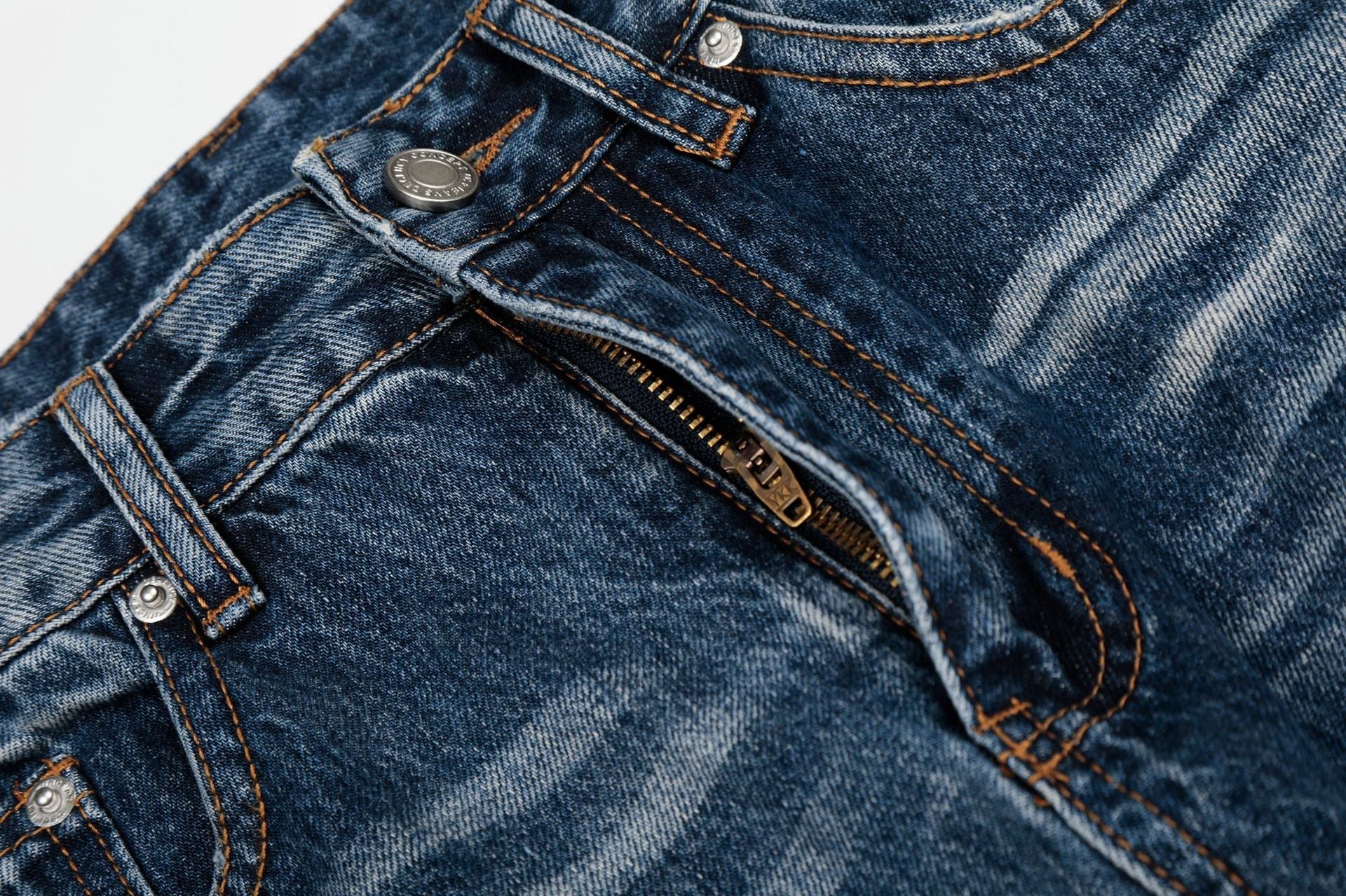 Whisker Washed Flare Denim Jeans