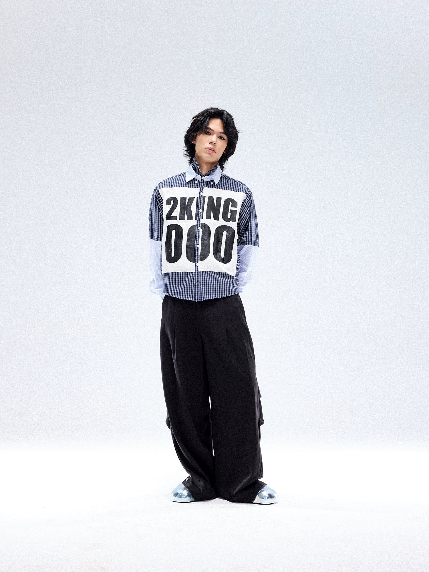 Multi-Layer Irregular Graffiti Design Long Sleeve Shirt
