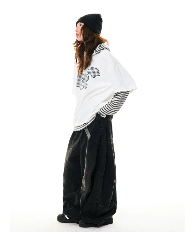 Flower Graphic Layered-Look Hoodie