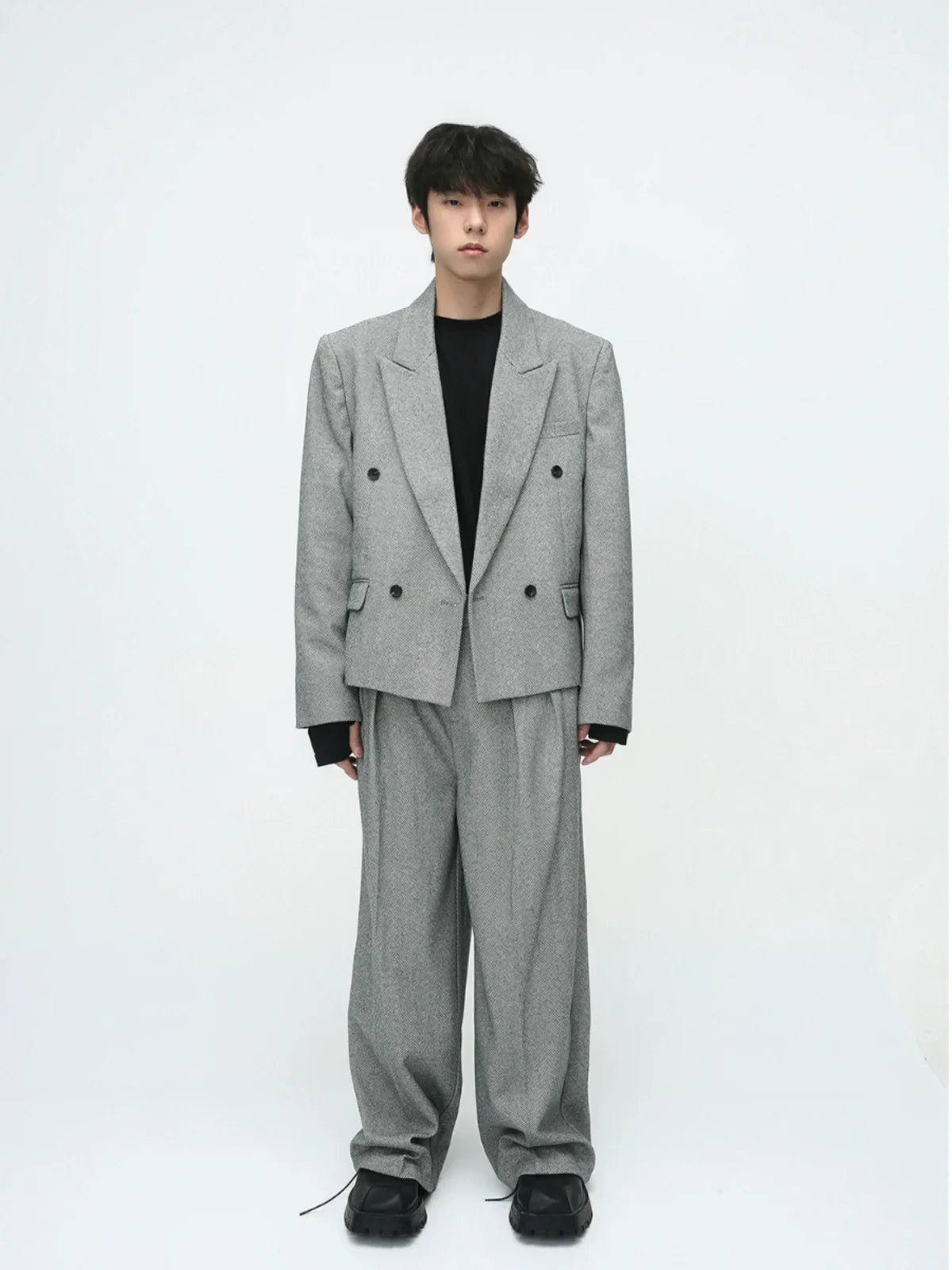 Short Tailored Jacket & Wide Leg Trousers Setup