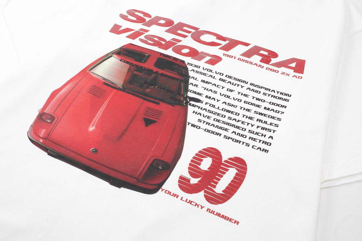 Washed Graphic Car Print Short Sleeve T-Shirt