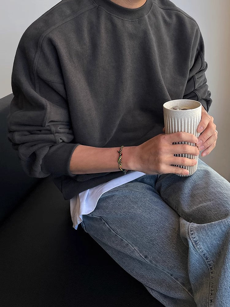 Round Neck Oversize Pullover Sweatshirt