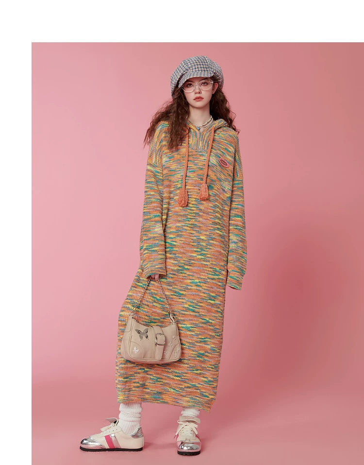 Hooded Knit Sweater Dress