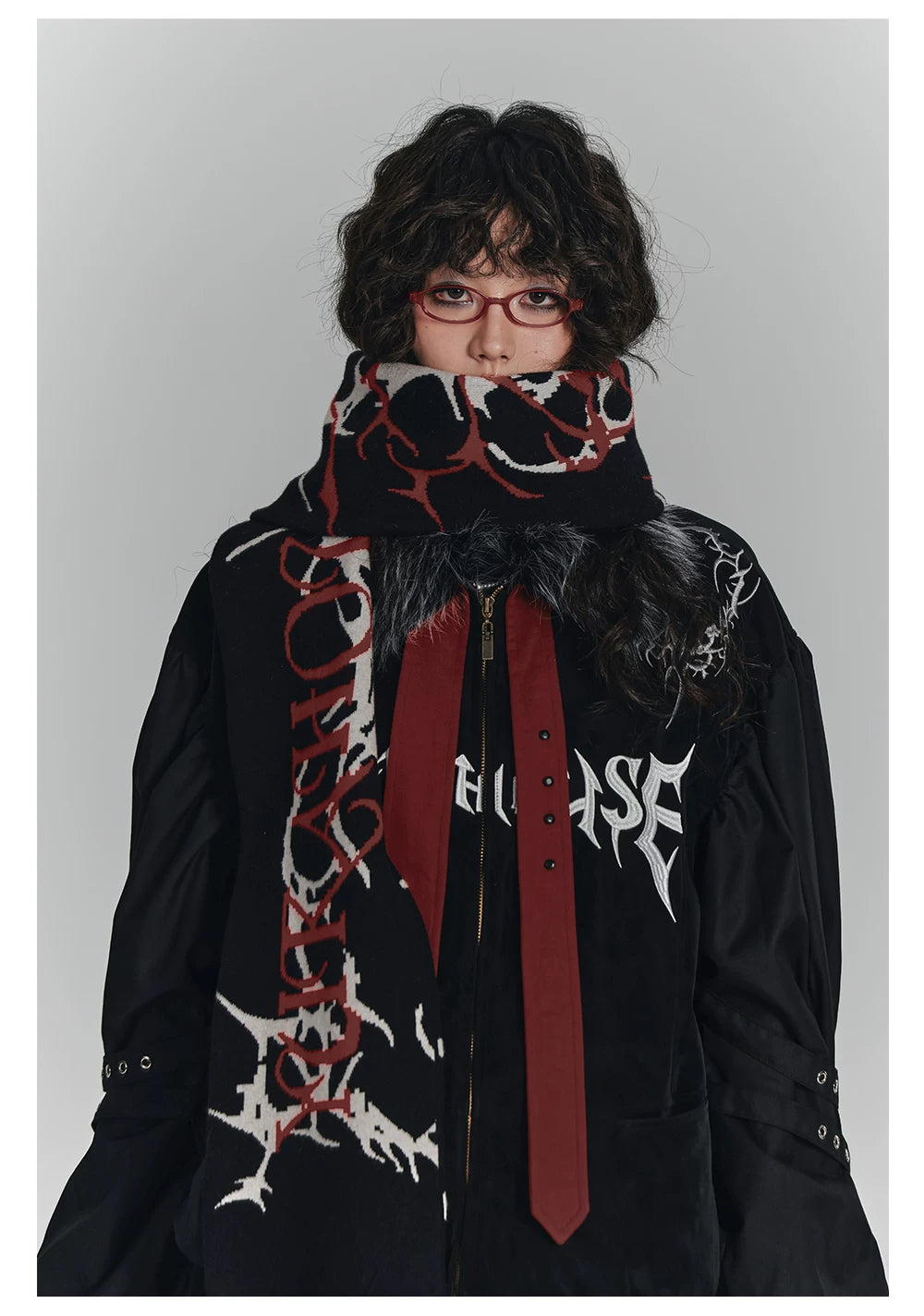 Embroidery Fur Collar Oversize Zipper Jacket