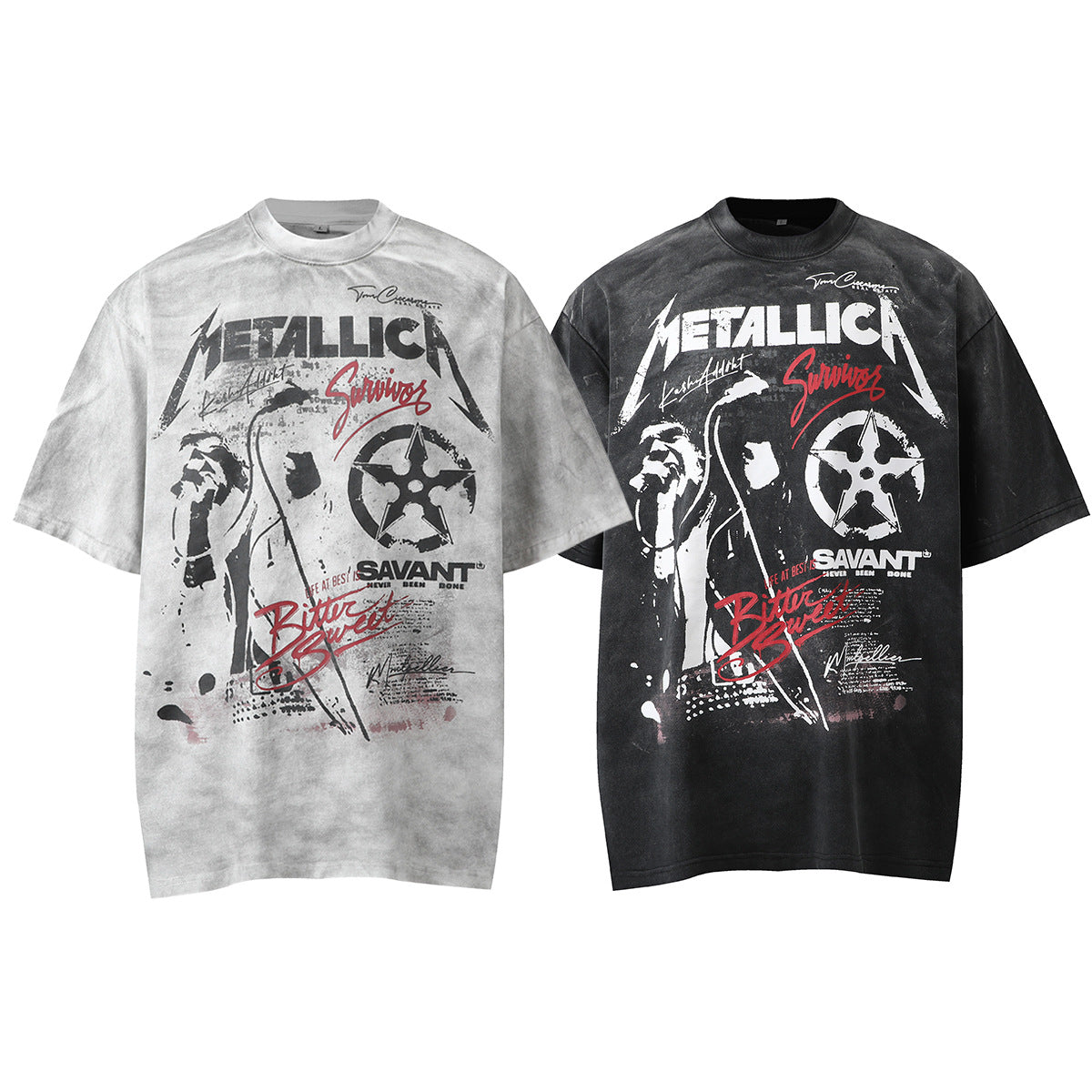 Graphic Print Stain Damage Oversize Short Sleeve T-Shirt