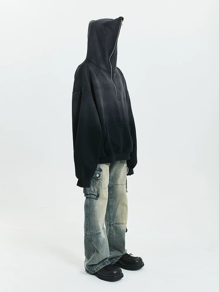 Gradient Half Zip Oversize Hoodie