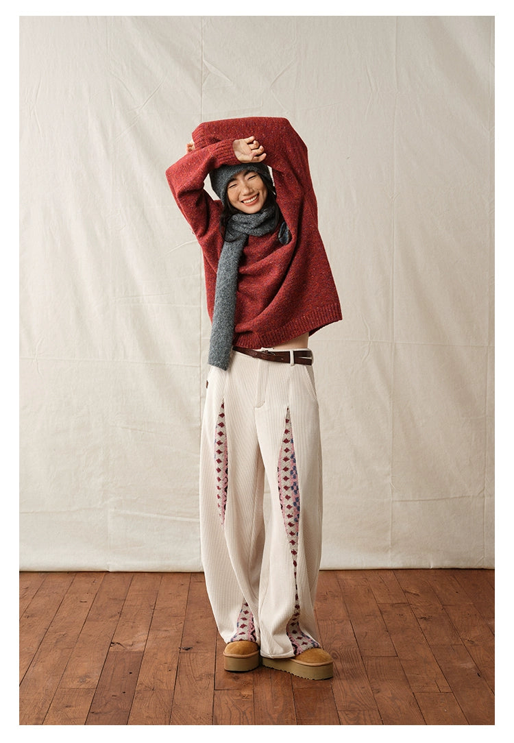Boho Corduroy Wide-Leg Pants