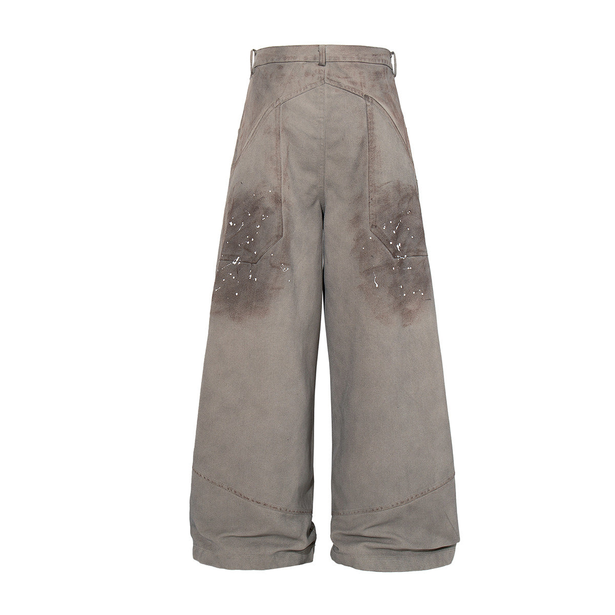 Washed Paint Studs Detail Wide Leg Pants