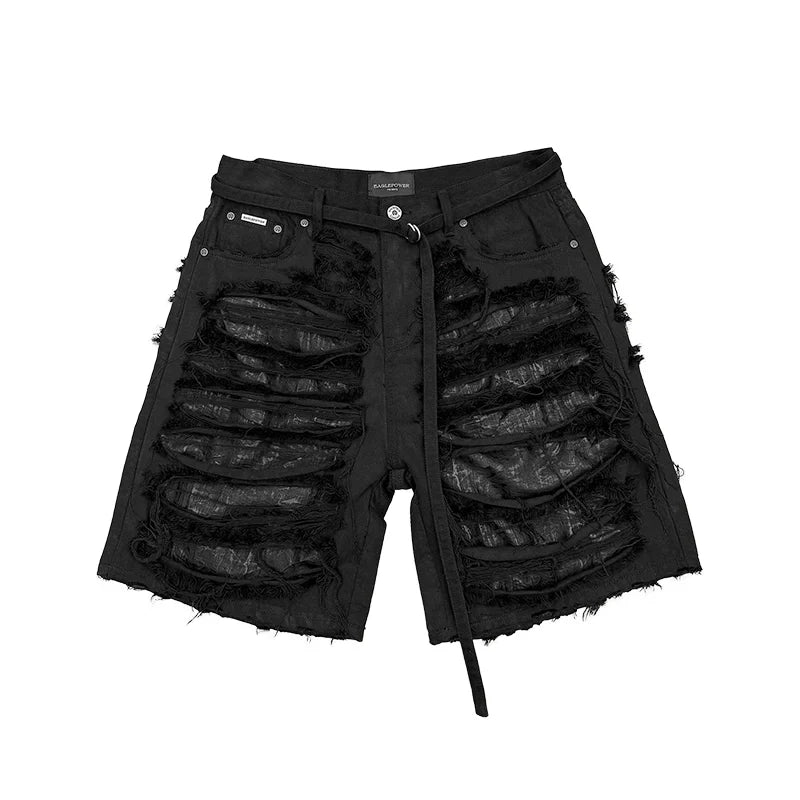 Torn Destroyed Washed Denim Short Jeans