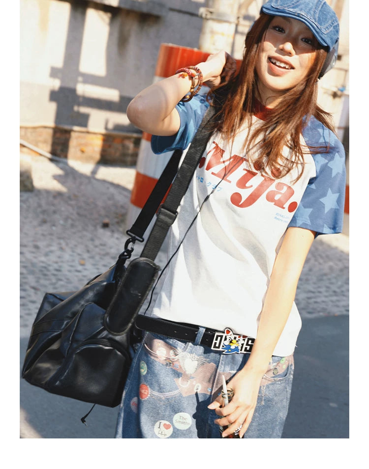 Raglan Sleeve Letter Print Fitted Short Sleeve T-Shirt
