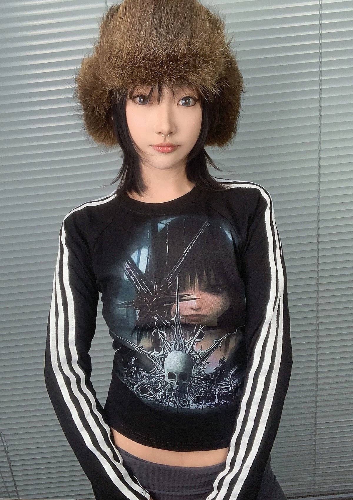 Liquid Metal Subculture Black Slim Long Sleeve T-Shirt