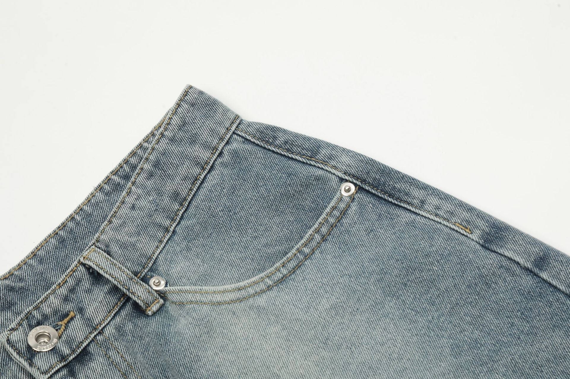 Washed Deconstruction Wide Leg Denim Jort