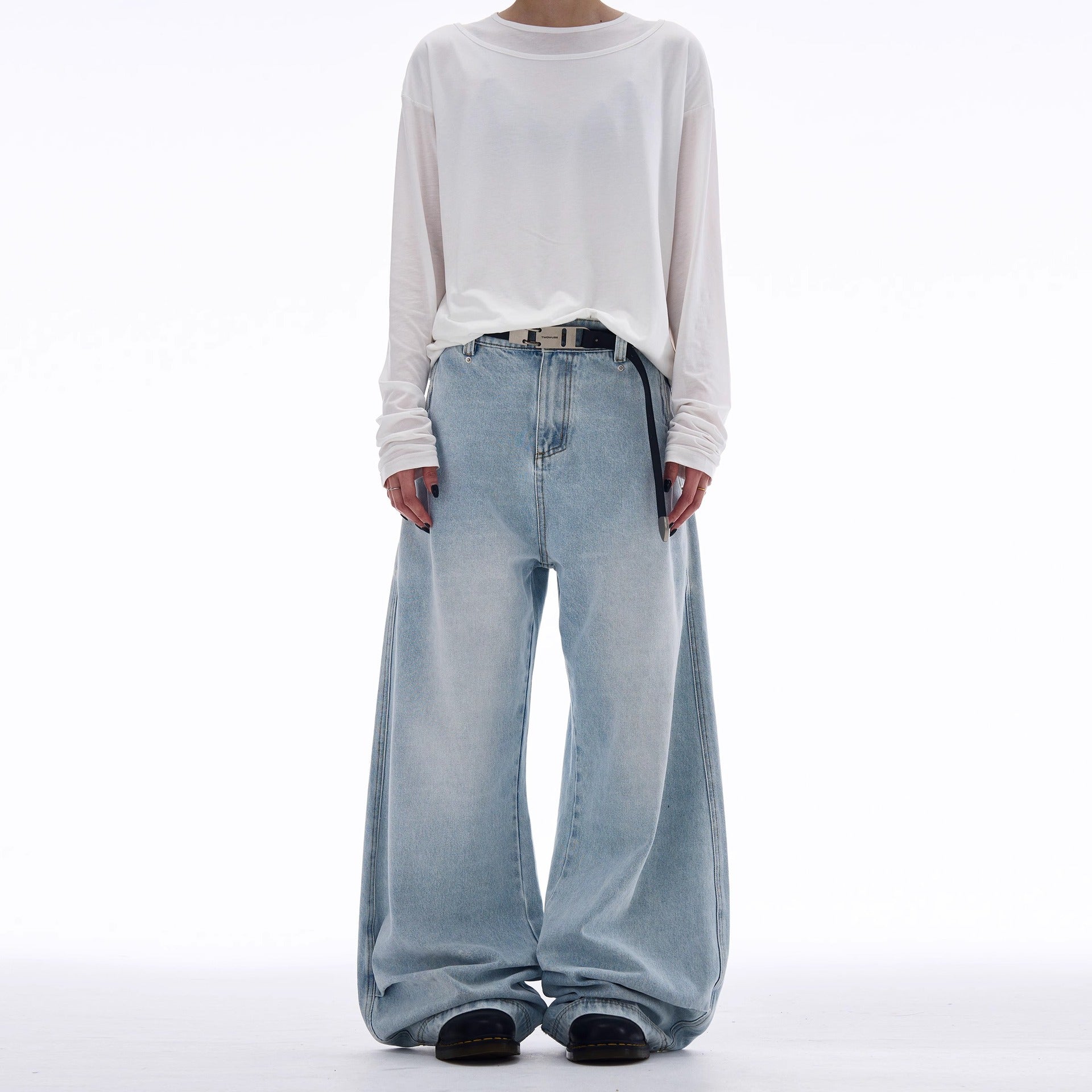 Washed Drape Scimitar Jeans