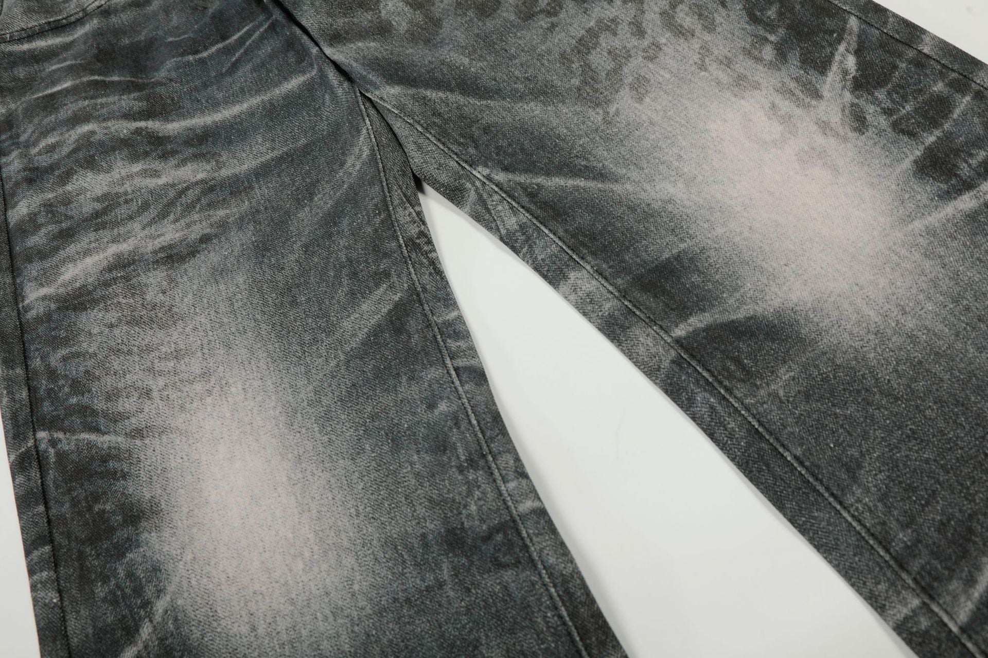 Washed Whisker Straight Denim Jeans