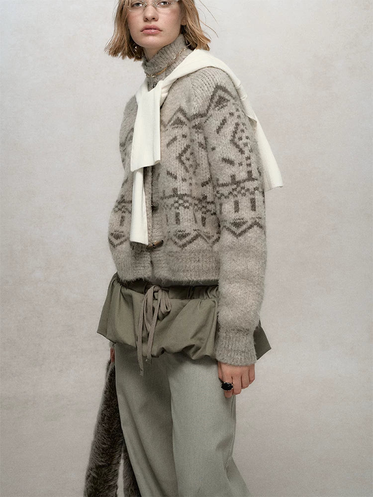Fair Isle Jacquard Knit Cardigan
