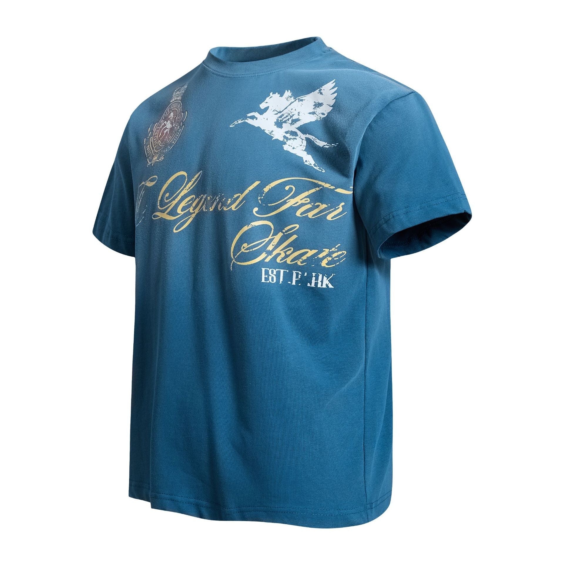 Washed Damage Badge Short Sleeve T-Shirt