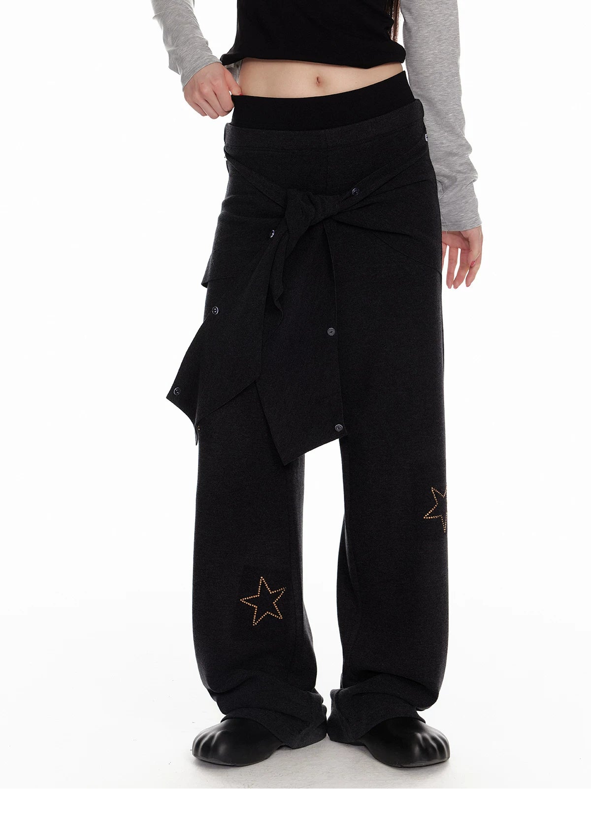 Horn Fur Collar Fuzzy Zipper Hoodie & Wide-Leg Pants Setup