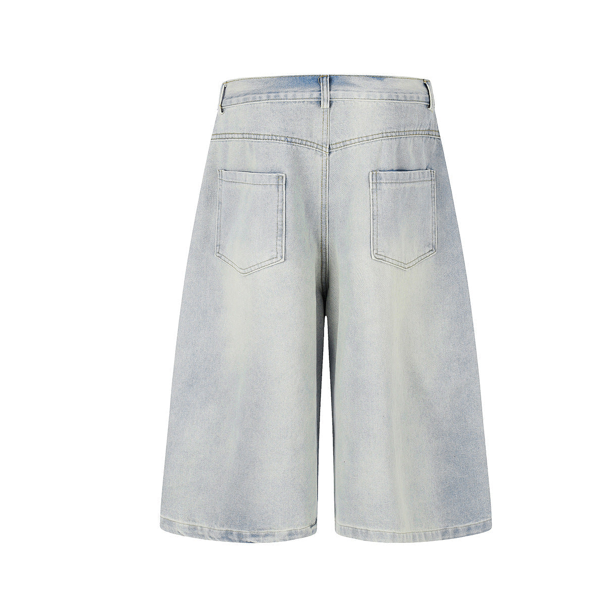 Letter Star Print Denim Jort