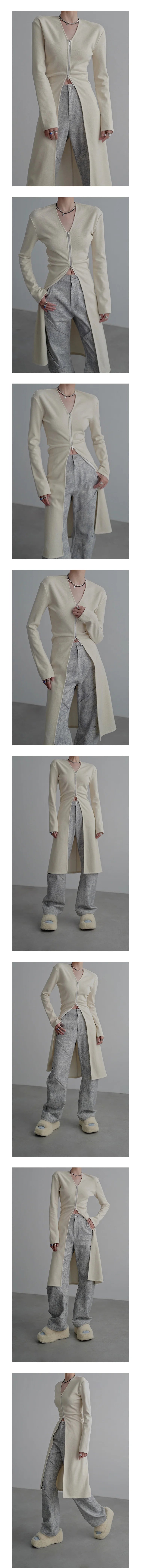 Gilet long en maille zippé