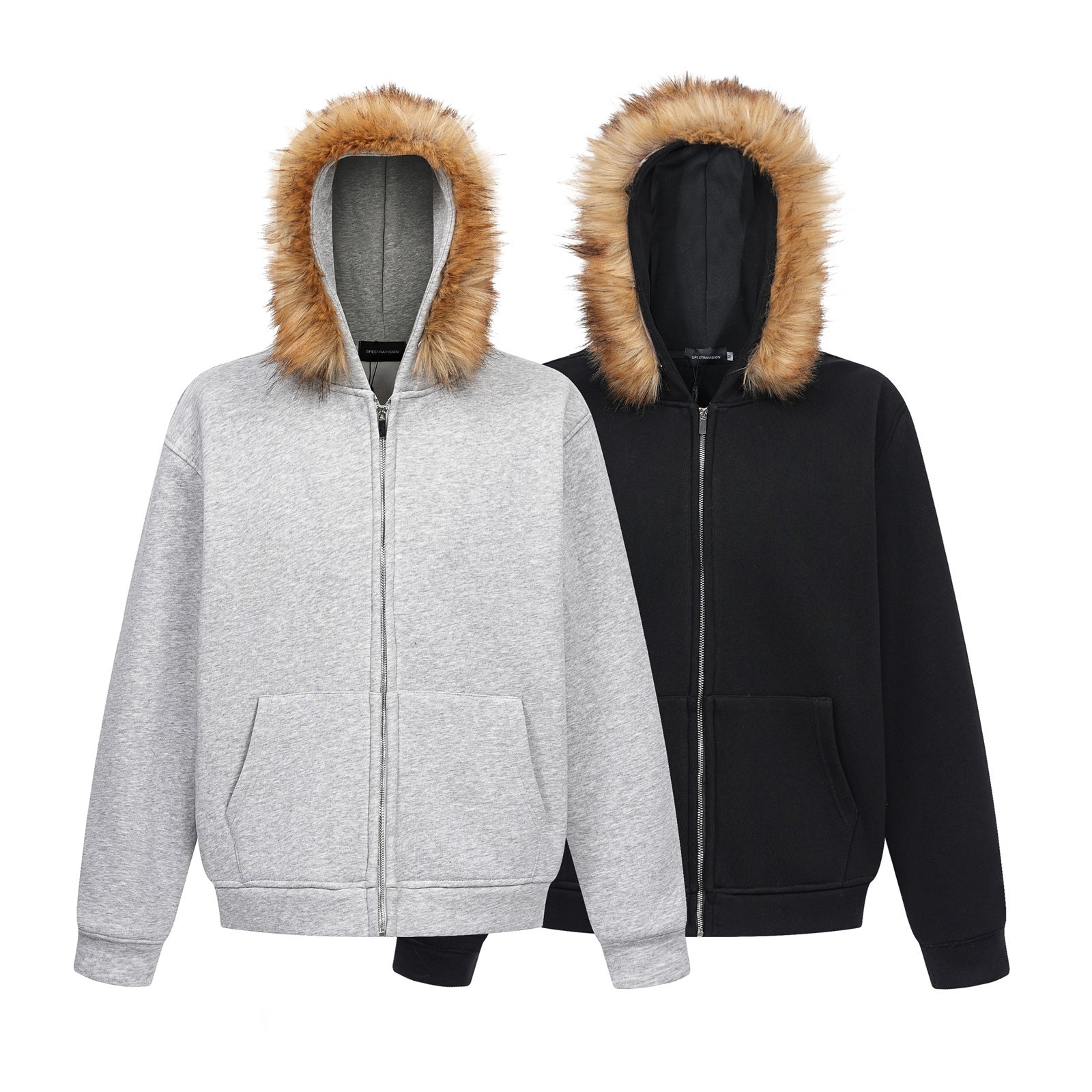 Sweat à capuche zippé avec doublure polaire en fausse fourrure