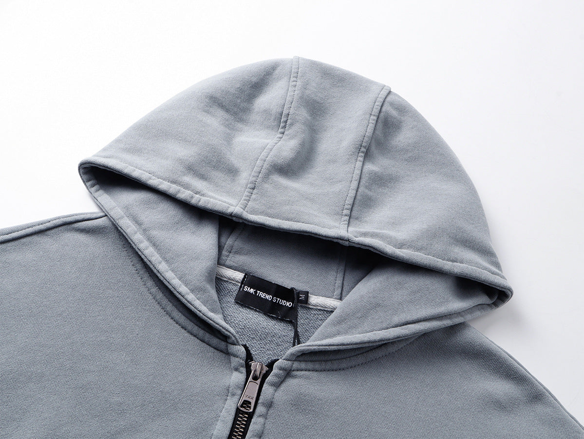 Heavyweight Wash Damage Zipper Hoodie