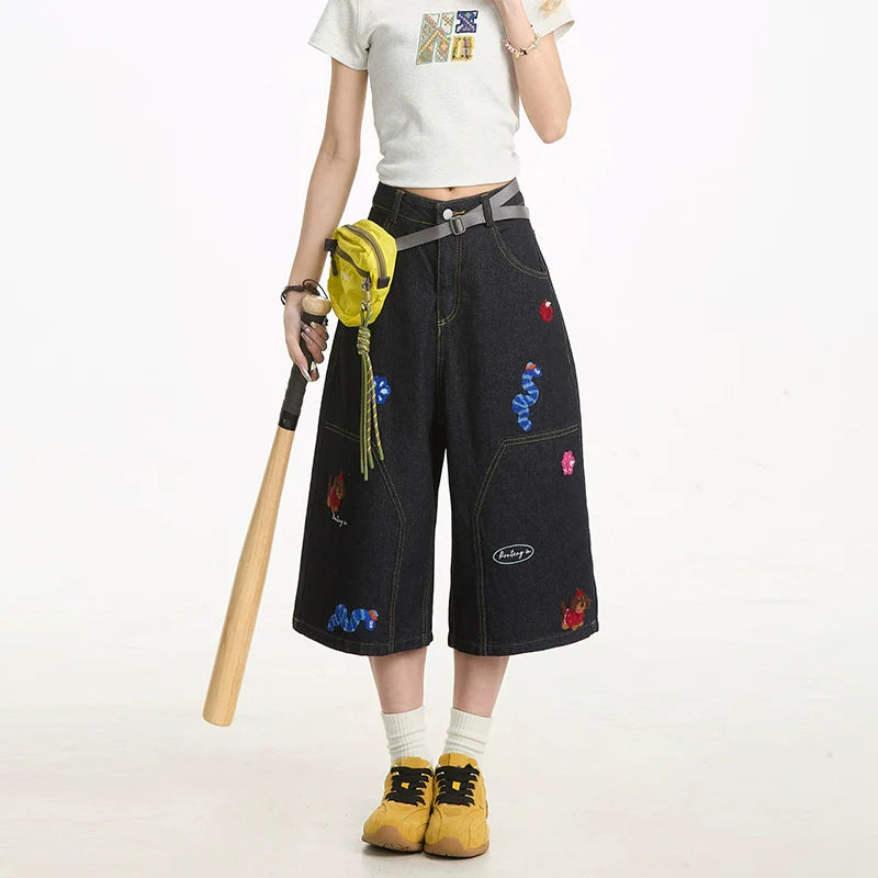 Fun Embroidered Denim Jort - MADXMARX