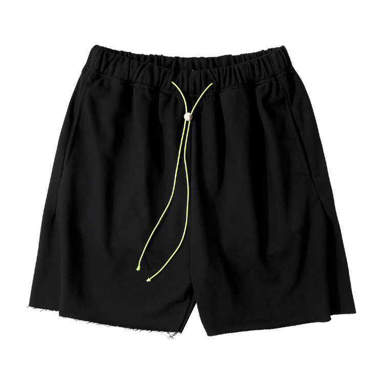 Frayed Hem Drawstring Cotton Short Pants