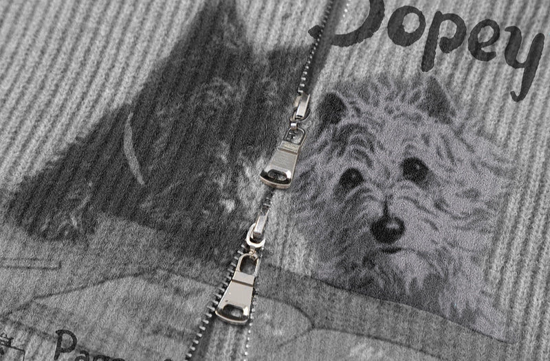 Retro Ripped Puppy Print Sweater