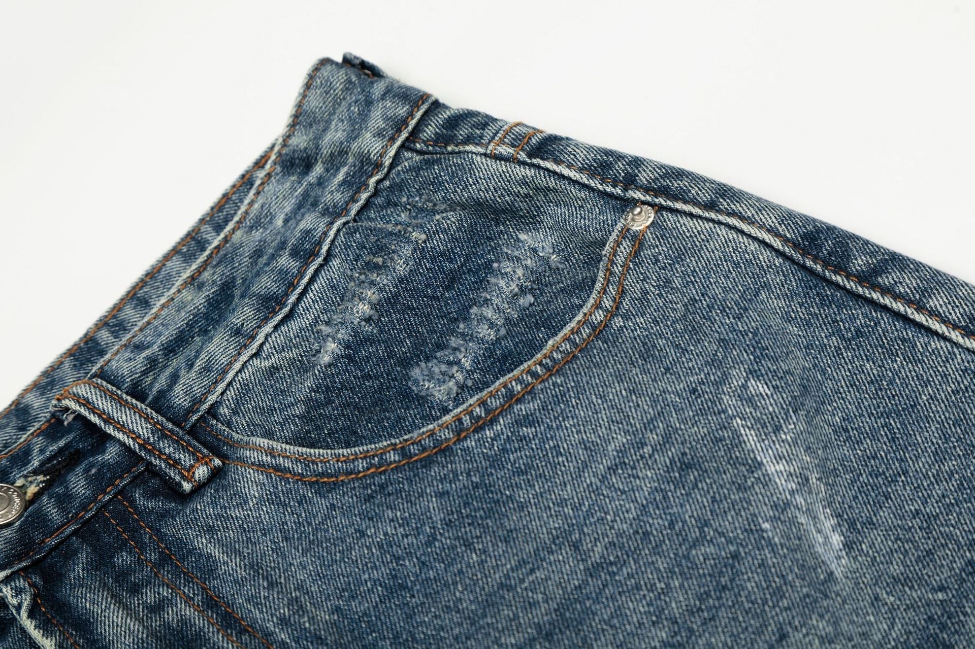 Paint Splatter Curved Denim Jeans