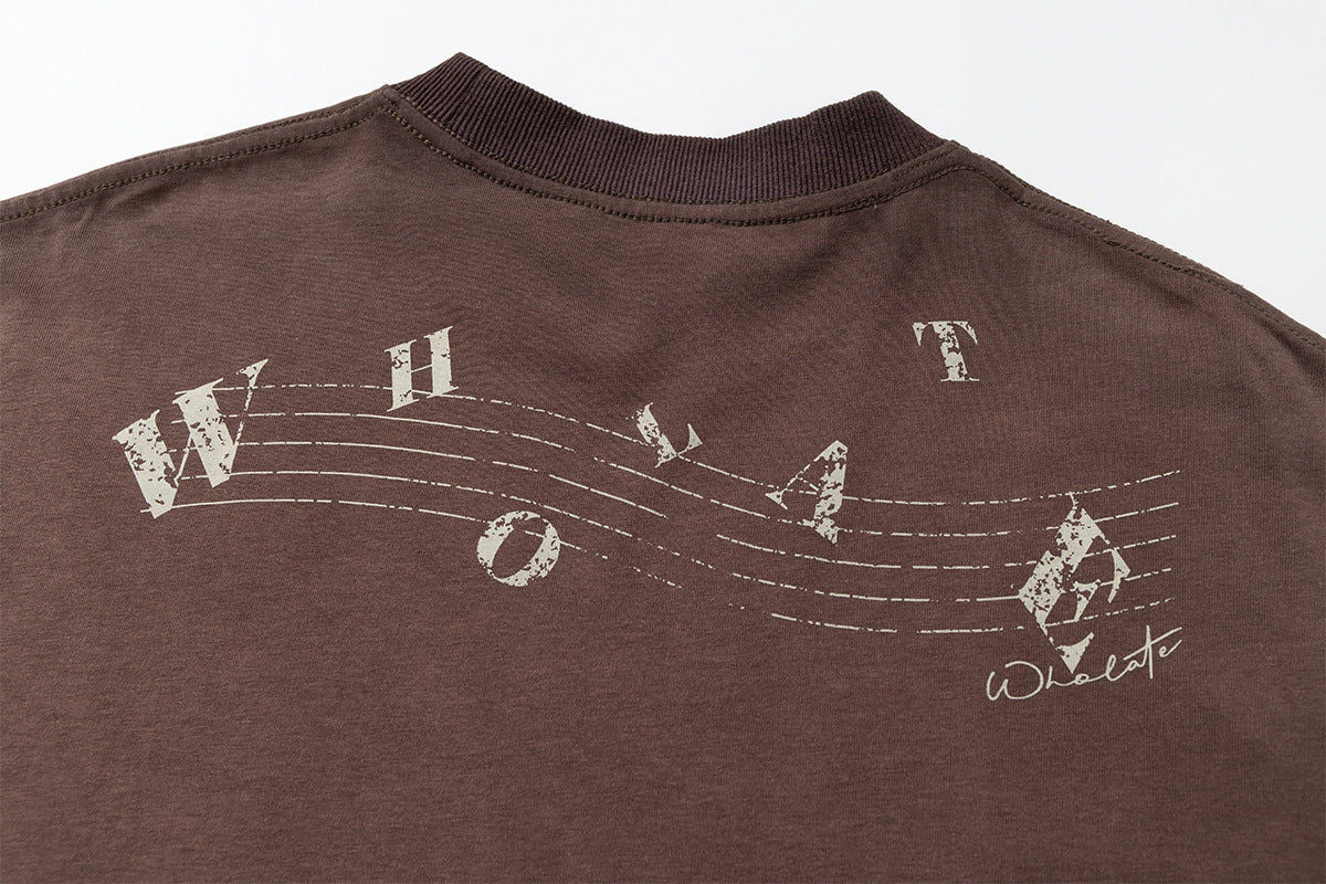 Instrument Print Washed Short Sleeve T-Shirt