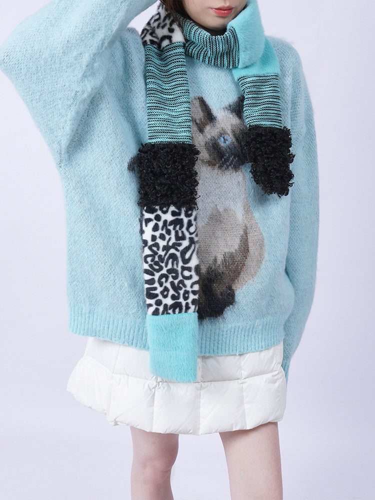 Patchwork Fake Fur Scarf